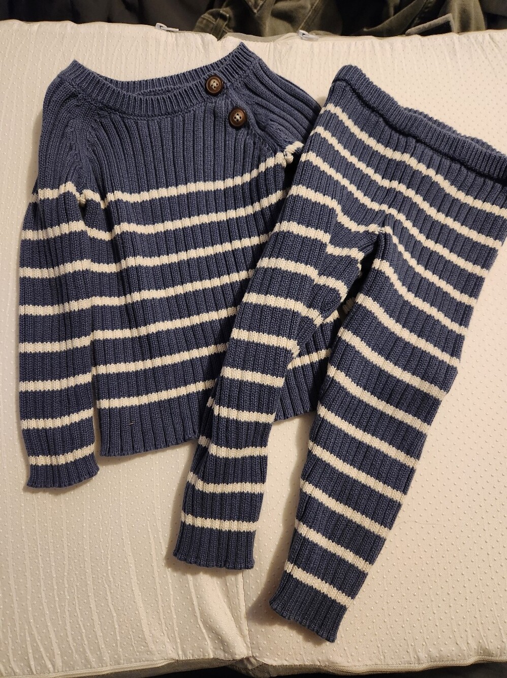 Baby B'Gosh - Blue And White Striped Long Sleeve Set